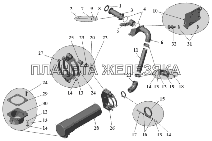 Установка системы выпуска отработавших газов 152-1200001 МАЗ-152 (2011)